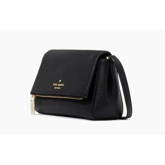 New Kate Spade Leila Mini Zip Crossbody Pebble Leather Black - Picture 2 of 6